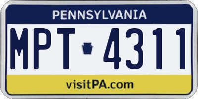 PA license plate MPT4311