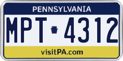 PA license plate MPT4312