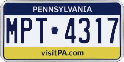 PA license plate MPT4317