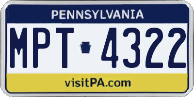 PA license plate MPT4322