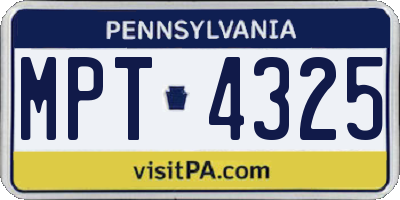 PA license plate MPT4325