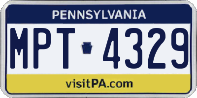 PA license plate MPT4329
