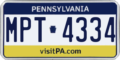 PA license plate MPT4334