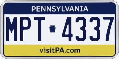 PA license plate MPT4337