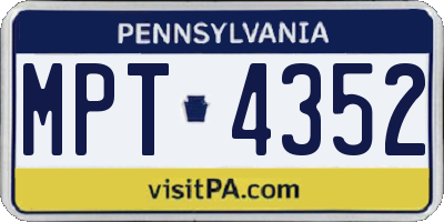 PA license plate MPT4352