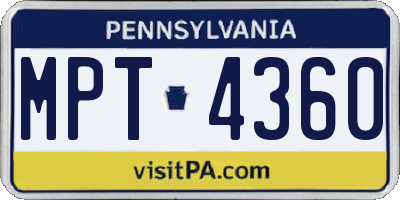 PA license plate MPT4360