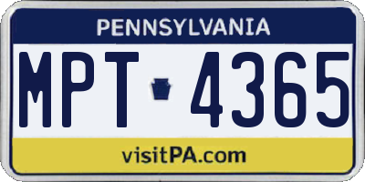 PA license plate MPT4365