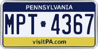 PA license plate MPT4367