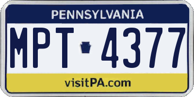 PA license plate MPT4377