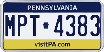 PA license plate MPT4383