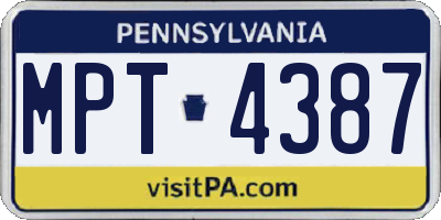 PA license plate MPT4387