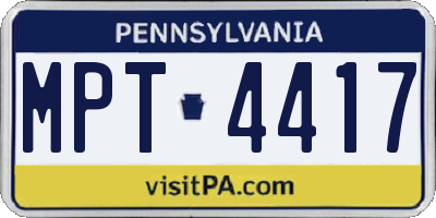PA license plate MPT4417