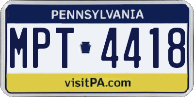PA license plate MPT4418