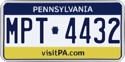 PA license plate MPT4432