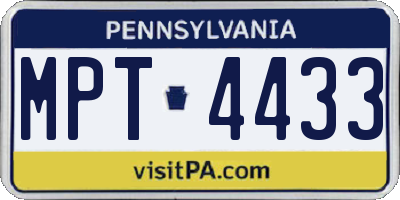 PA license plate MPT4433