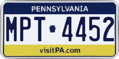 PA license plate MPT4452