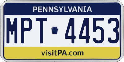 PA license plate MPT4453