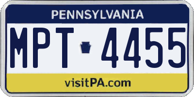 PA license plate MPT4455