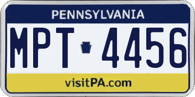 PA license plate MPT4456