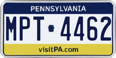 PA license plate MPT4462