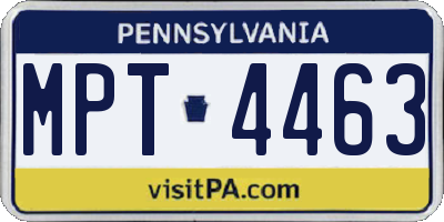 PA license plate MPT4463