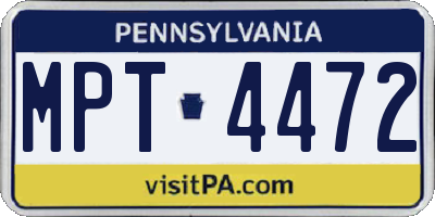 PA license plate MPT4472