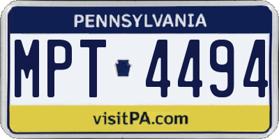 PA license plate MPT4494