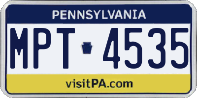 PA license plate MPT4535