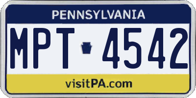 PA license plate MPT4542