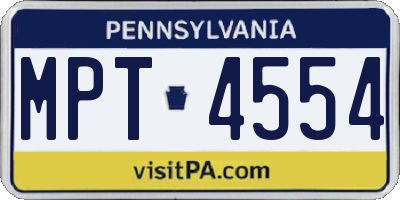 PA license plate MPT4554