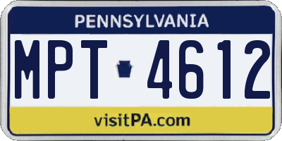 PA license plate MPT4612