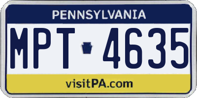 PA license plate MPT4635
