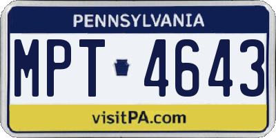 PA license plate MPT4643