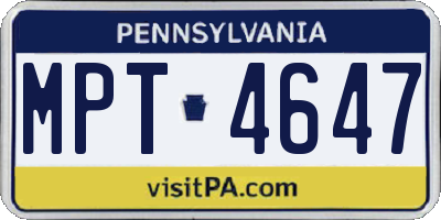 PA license plate MPT4647