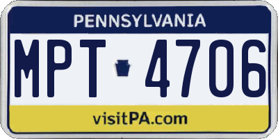PA license plate MPT4706