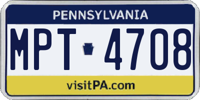 PA license plate MPT4708