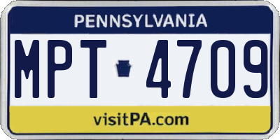 PA license plate MPT4709