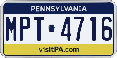 PA license plate MPT4716