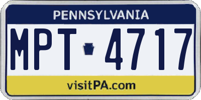 PA license plate MPT4717