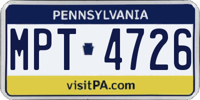PA license plate MPT4726