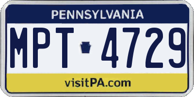PA license plate MPT4729