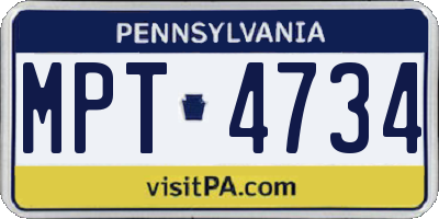 PA license plate MPT4734