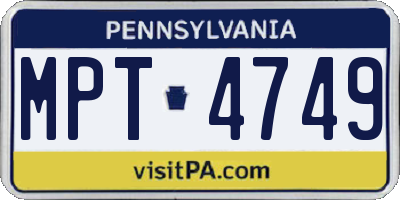 PA license plate MPT4749