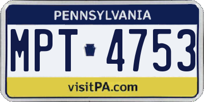PA license plate MPT4753