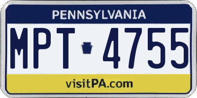PA license plate MPT4755
