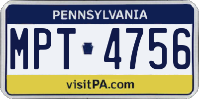 PA license plate MPT4756