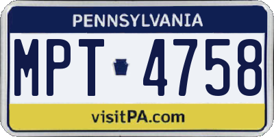 PA license plate MPT4758