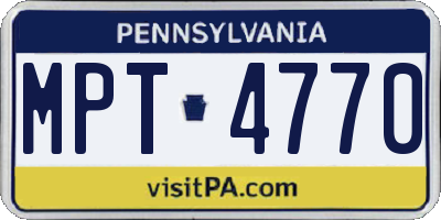 PA license plate MPT4770