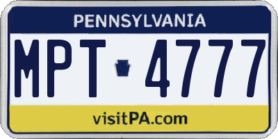 PA license plate MPT4777