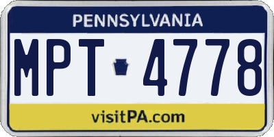 PA license plate MPT4778